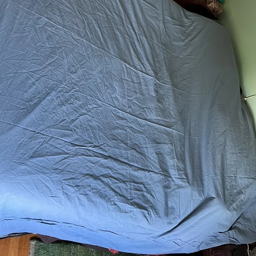 New Anthropologie Joey Washed Percale Duvet Cover Cal King Blue